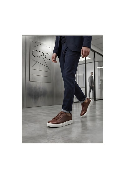 Crc Ayakkabı %100 Hakiki Deri İçi Keçi Dışı Dana Derisi Ultra Hafif Konfor Ayakkabı Sneaker Kahverengi