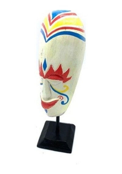 Stantlı Beyaz Mask Totem El Yapımı 30 Cm