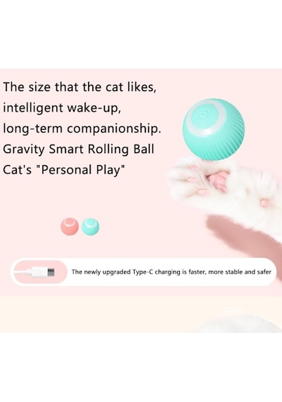 Qingmipy Akıllı Kedi Oyuncağı: 360 Dönen Led Işıklı Şarjlı Top - Av İçgüdüsünü Uyarır