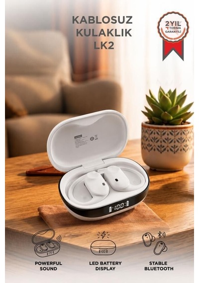 Premium Dijital Ekranlı Mobil Aksesuar İletişim Aracı Thinkplus Bluetooth Kulaklık Lk2 Beyaz
