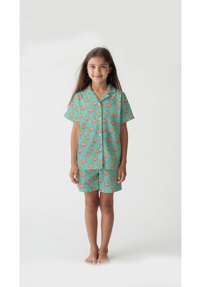 Elmas Kids Kız Çocuk Düğmeli Yazlık Şortlu Takım Elm-5003 Mint