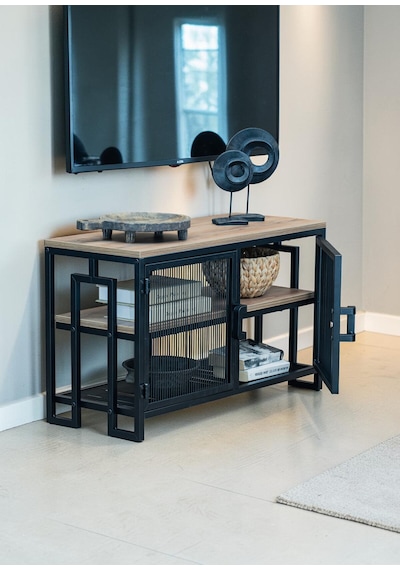 Dekoratif Metal Gövdeli Ahşap Raflı Tv Ünitesi 3 Raflı 2 Kapaklı Tv Sehpası 90 X 30 Cm Televizyon Ünitesi Siyah Dekoratif Metal Gövdeli Ahşap Raflı Tv Ünitesi 3 Raflı 2 Kapaklı Tv Sehpası 90 X 30 Cm Televizyon Ünitesi Siyah