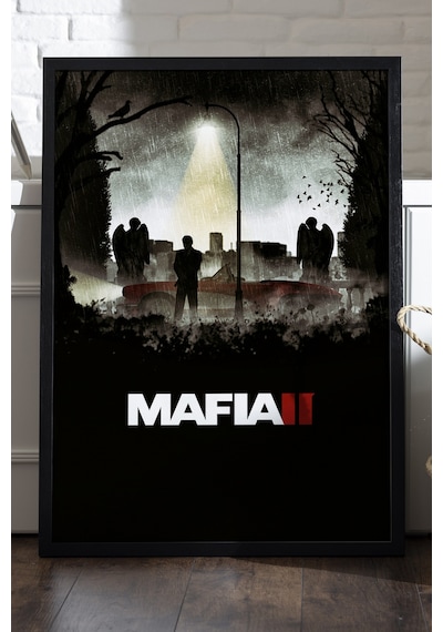 Mafia Siyah Ahşap Çerçeveli Poster, Dekoratif Oyun Duvar Tablosu