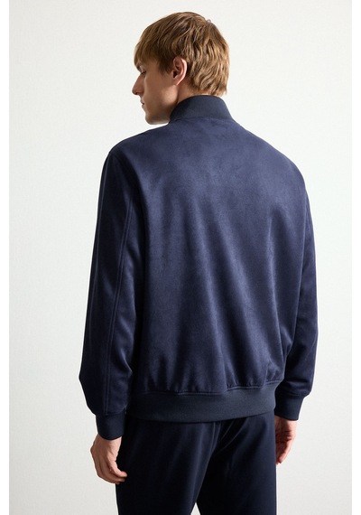 Defacto Ultra Yumuşak Slim Fit Dik Yaka Astarlı Fermuarlı Cepli Süet Mevsimlik Mont D1524ax26aunv253 Lacivert-nv253