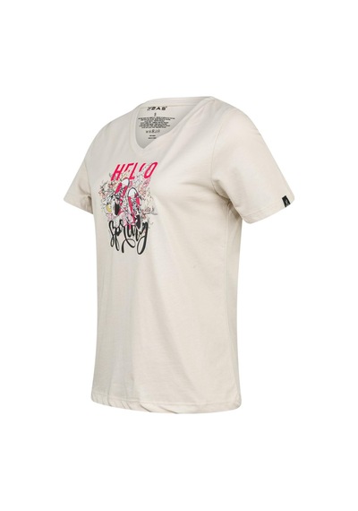 2as Alone Baskılı V Yaka Kadın T-shirt 402 Kum