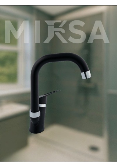 Siyah-krom Köşe Borulu Banyo Lavabo Bataryası, Musluğu, Çeşmesi Çift Su Girişli
