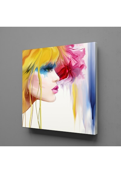 Sarı Saçlı Kız Temalı Kanvas Tablo 100x100cm