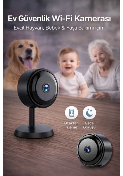 Wi-fi Mini Güvenlik Kamerası Bebek Evcil Hayvan Yaşlı Bakım İçin Gece Görüşlü