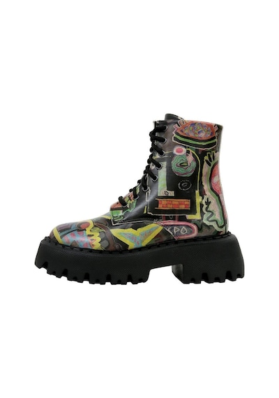 Kadın Vegan Deri Siyah Uzun Bot - Human Inspo Tasarım Multicolor