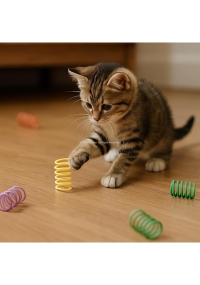Karışık Boyutlu Spiral Yay Kedi Oyuncakları 10 Parça Renkli İnce Kalın Uzun Kısa Yaylar Yavru V