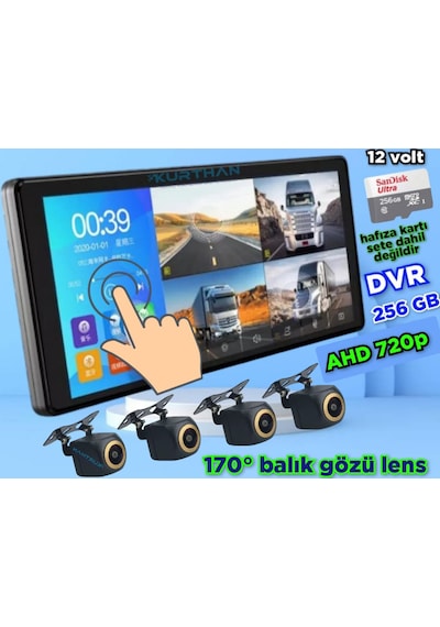Dokunmatik Video Müzik Dvr Ekran 4 Ad 720p Ahd 170'' Kamera