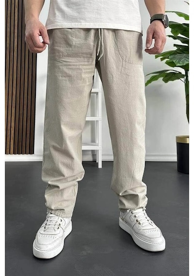 Edwox Erkek Baggy Kalıp Pantolon Bej Edw130