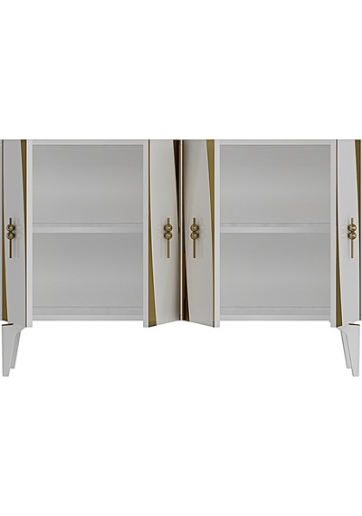 Ka1213bg Elips Konsol Ve Tv Sehpası Beyaz-gold 120cm