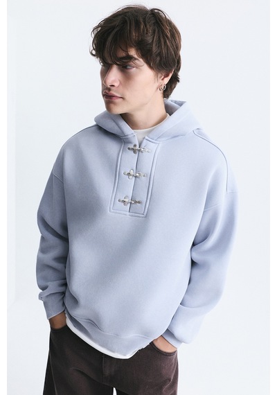 Vamos Boxy Fit Metal Klips Kapama Sweatshirt Bebe Mavi