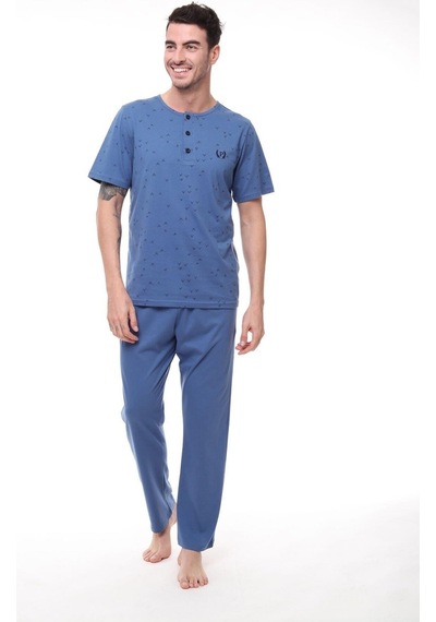 Pijadore 1411 Erkek Kısa Kollu Düğmeli Pijama Takım 001