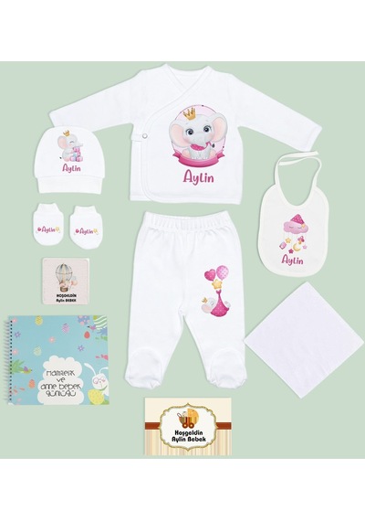 Bk Kids Kişiye Özel Beyaz Hastane Çıkışı, Anne-bebek Günlüğü, Yeni Doğan Bebek Giyim Hediyesi, 9 Parça Bebek Hediye Seti-2
