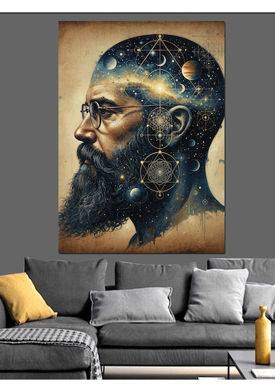 İnsan Ve Evrenle Bağlantısı Soyut Sanat Dekoratif Kanvas - Mdf Ahşap Tablo