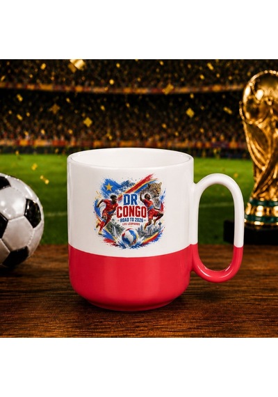 Bk Gift Kongo Taraftar Temalı 2026 Dünya Kupası Tasarımlı Kırmızı Joyful Kupa Bardak Beyaz