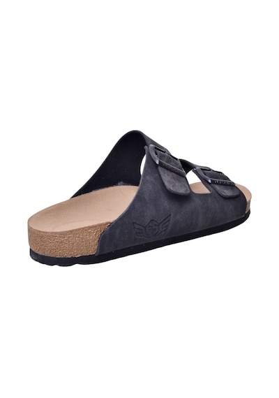 Fly Soft S902.002 Unısex Çift Tokalı Mantar Taban Comfort Terlik Siyah Siyah