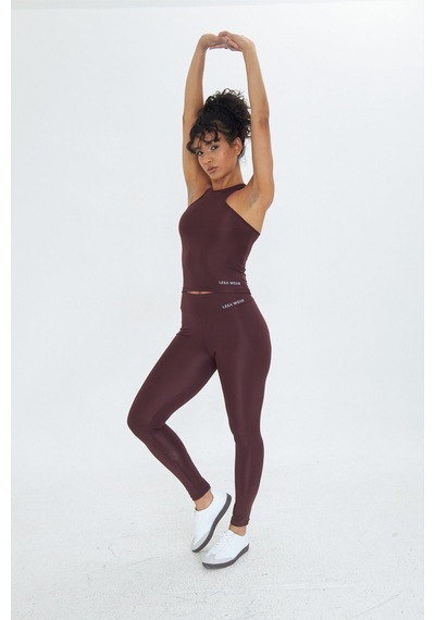 Sportempt Lesa Wear Çapraz Detaylı Basic Spor Crop Atlet Kahverengi