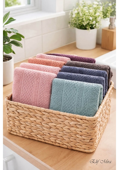 Elif Mira 6 Lı El Yüz Havlusu Seti %100 Pamuklu 50x90 Cm Pure Cotton Mint