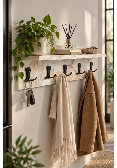 Sulorahome Duvar Askılığı 80 Cm Beyaz Mermer