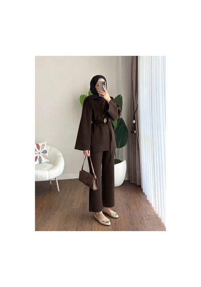 Unika Boutique Kadın Tesettür Scuba Takım Kahverengi