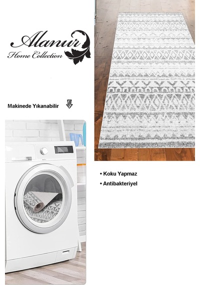 Dekoreko Kaymaz Taban Djt Mutfak Halısı Trend Iskandinav F5078 gri