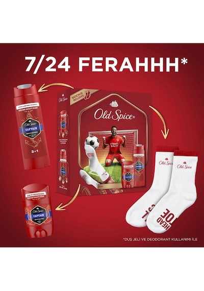 Old Spice Captain Footballer Set Deo Stick 50 Ml+duş Jeli 250 Ml+çorap