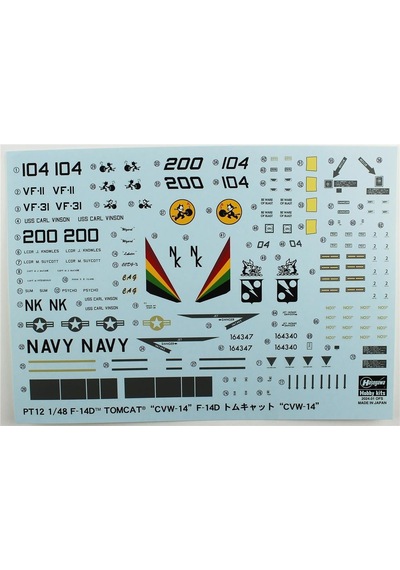 Hasegawa Pt12 7212 1/48 Ölçek, F-14d Tomcat Cvw-14 , Savaş Uçağı Plastik Model Kiti-57107