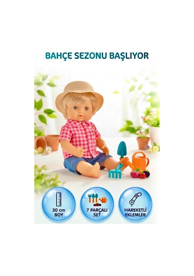 30 Cm Orijinal Lisanslı Cicio-bella Bahçıvan Bebek Ve 7 Parçalı Bahçe Oyun Seti