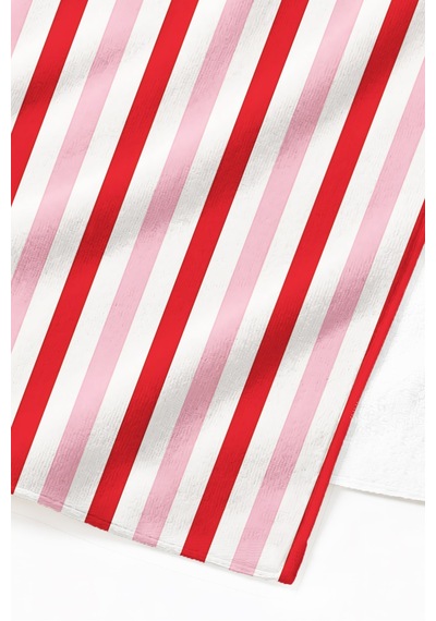 Çizgili Kırmızı Pembe Beyaz Plaj Havlusu - Modern Marine Stil Hızlı Kuruyan Mikrofiber Havlu Sessiz Köpüğü