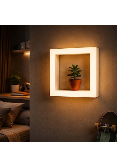 Fibrika Store Framelight Kare Duvar Ve Masa Lambası Beyaz