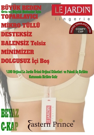 Le Jardin Büyük Beden Balensiz Toparlayıcı Sütyen Küçültücü Mikro Tüllü Desteksiz Dolgusuz Telsiz C Kap BEYAZ Le Jardin Büyük Beden Balensiz Toparlayıcı Sütyen Küçültücü Mikro Tüllü Desteksiz Dolgusuz Telsiz C Kap BEYAZ