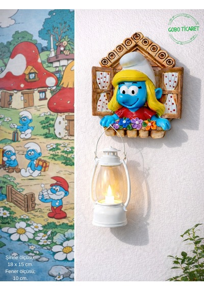 Fenerli Şirine Figürlü Pilli Duvar Dekoru Süsü - Hediyelik Gece Lambası 18x15 Cm Beyaz Beyaz Fener