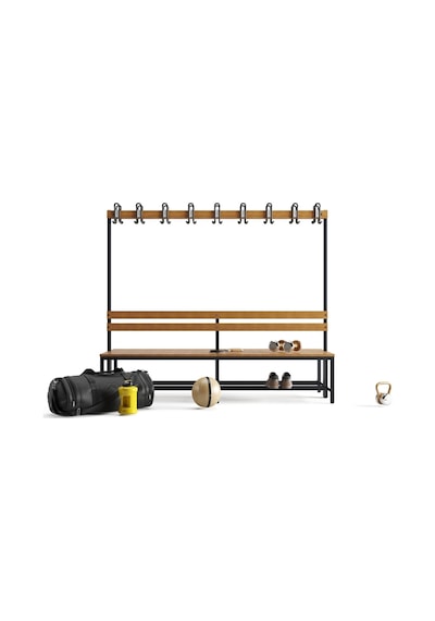 Ayakkabılıklı 6 Ayaklı Çift Taraflı Bank, 18 Kanca, 200x85x170 Cm, Spor Bankı