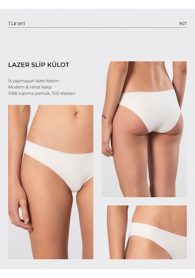 Türen Kadın Lazer Kesim Pamuklu Bikini Külot 907/ekru Ekru