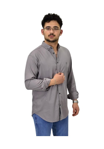 Erkek Büyük Beden Spor Likralı Gömlek Bgl-st04486 Gri