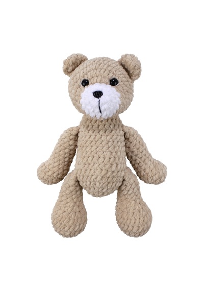 Bebegen Amigurumi Bej Renk Kadife Ayıcık Oyuncak Çok Renkli