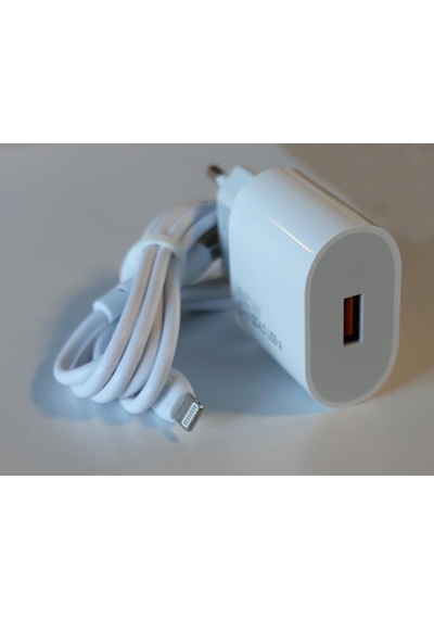 Elba ELB07-USB-25WiOS Uyumlu Beyaz 25W Usb Ev Şarj Kafa+ Usb 1mt Lightning Kablo QC4.0 Hızlı Şarj