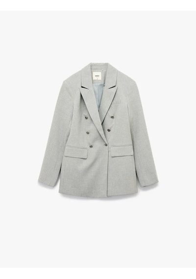 Koton Slim Fit Düğmeli Cepli Kruvaze Kadın Blazer Ceket 6wak50056uw Gri
