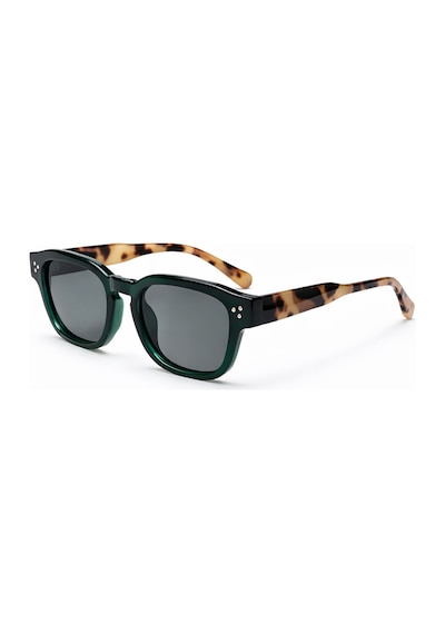 Narkel Yeşil Leopar Desenli Retro Kare Kemik Çerçeve Unisex Uv400 Vintage Retro Güneş Gözlüğü