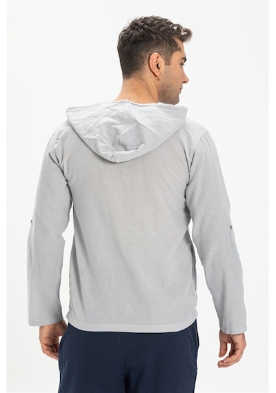 Şile Bezi Kapüşonlu Erkek Sweatshirt Gri Gri