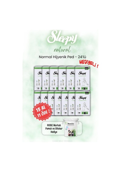Sleepy 13 Al 11 Öde Hijyenik Ped 24'lü Natural Normal Ve Rosıe