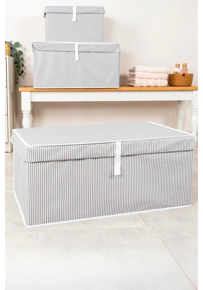2'li Çok Amaçlı Kutu Megaplus 70x40x30 Cm Tela Yıkanamaz Gri-beyaz