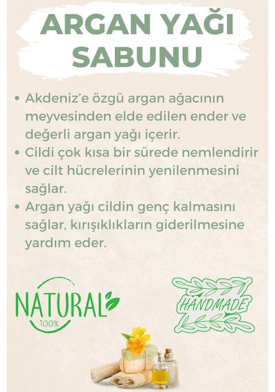 Kabak Lifli El Yapımı Doğal Argan Yağı Sabunu 120 G x 3 Adet