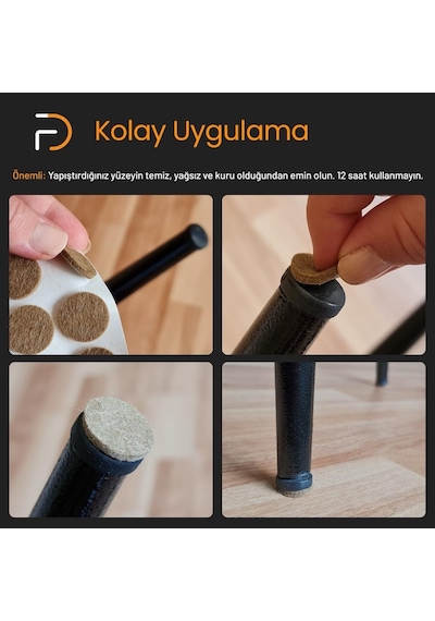 Furndiy Kendinden Yapışkanlı Yuvarlak Keçe 30 Mm Siyah 18 Parça Siyah