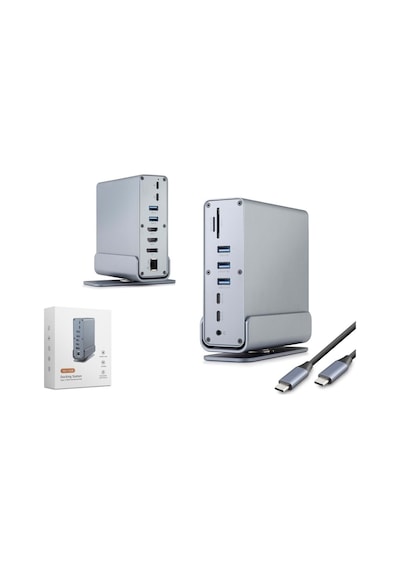 Hadron Hdx7065 Type-c Combo Hub Docking Station 4k 60hz Lan Usb 16 Port Gri