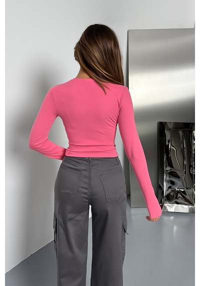 Balenbi Kadın Buzzy Parmak Geçmeli Bisiklet Yaka Basic Body 1130 Pembe