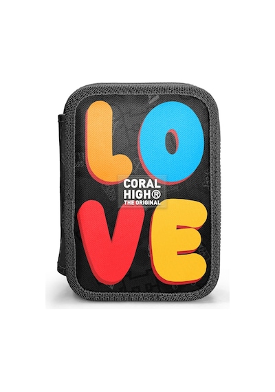 Coral High Erkek Çocuk Siyah Çok Renkli Love Baskılı Katlı Organizer Kalemlik Kalem Kutusu 31109 Mavi - Sarı
